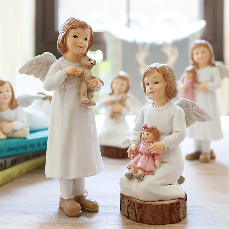 Американский ангел с крыльями фигурки сказочный сад изделия из смолы