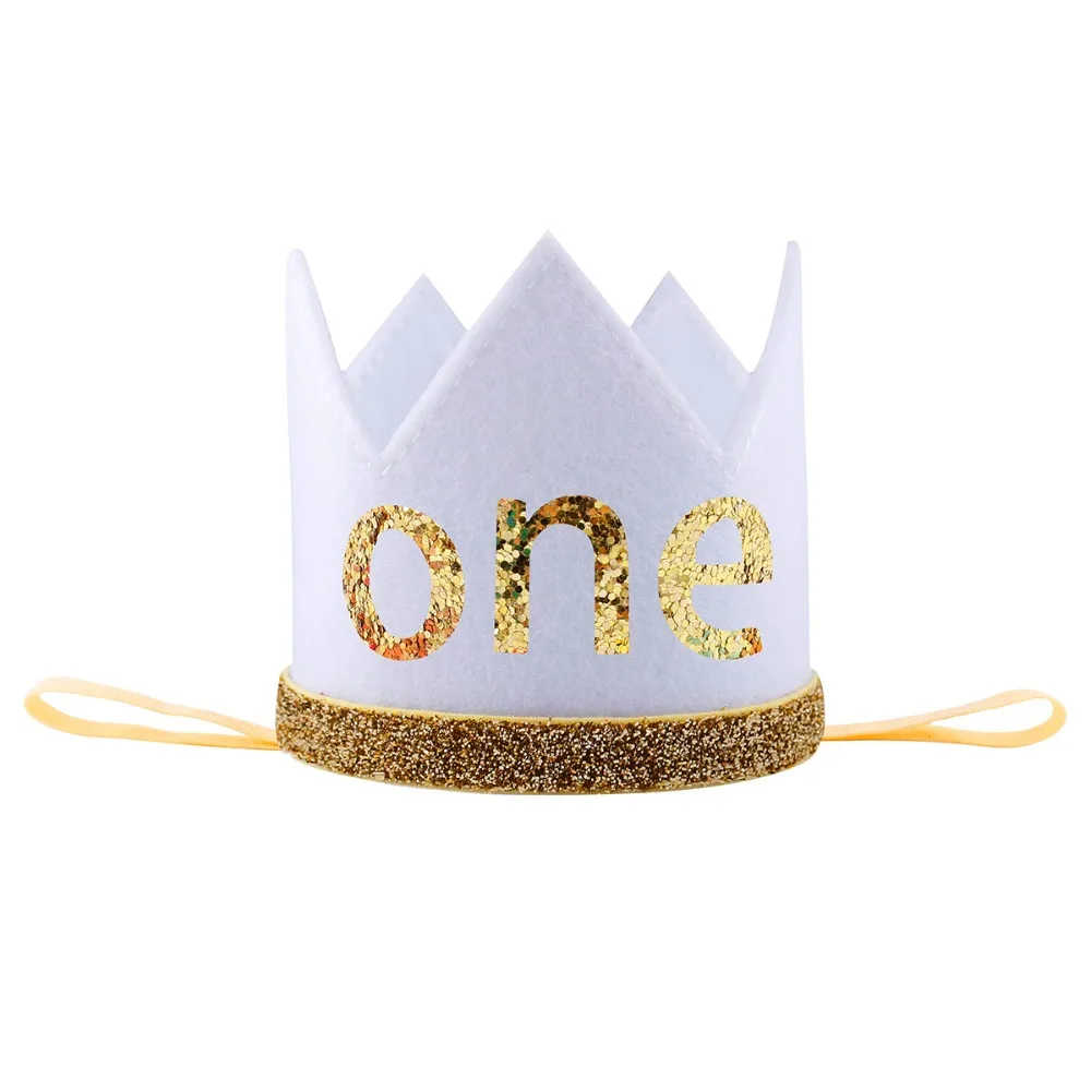 

Boy Blue Silver First Birthday Hat Girl Gold Pink Priness Crown Number 1st 2 3Year Old Party Hat Glitter Birthday Headband Gift