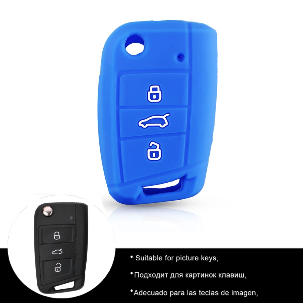 Силиконовый чехол для ключей Dandkey Volkswagen VW Golf MK7 Tiguan Skoda Octavia Seat Leon Ibiza Key 2015 2016
