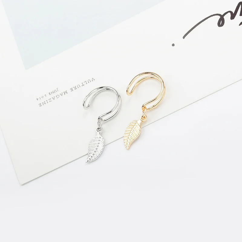 1 шт. Мода лист Простой уха клип мини серьги для Для женщин цвета: золотистый