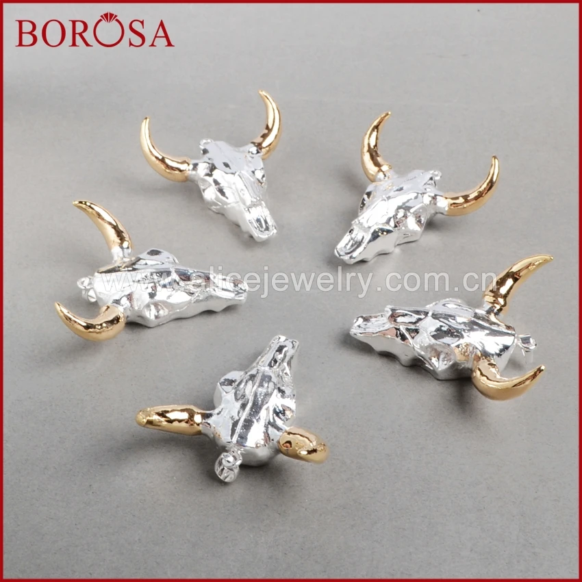 Буйвола BOROSA двухтоновый буйвол серебряного цвета золотого бусина из буйвола