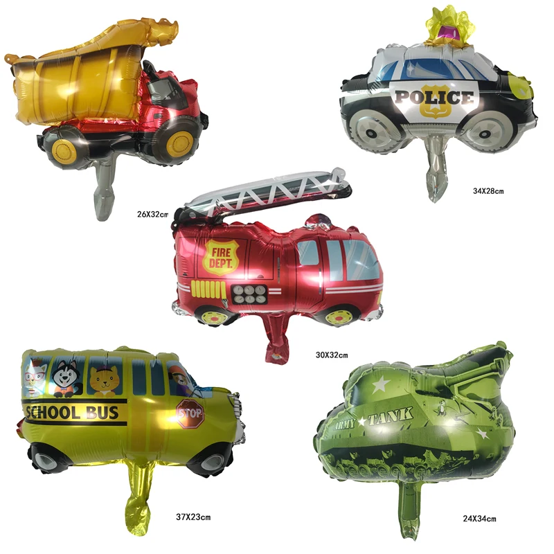 

1PC mini tank trolley fire truck truck balloon foil balloon birthday party decorations kids toys supplies globos
