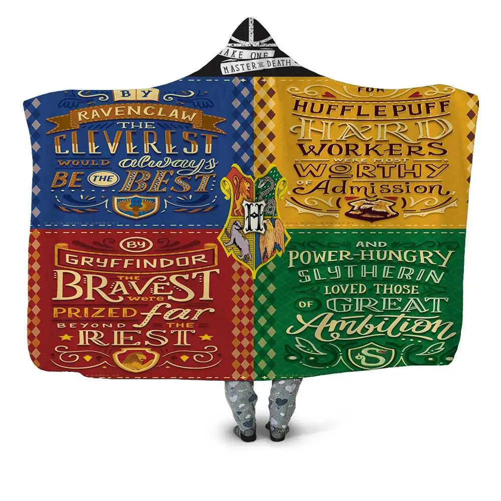 HBKH1305 Hufflepuff, 3D принт, плюшевое, для дома, офиса, текстиль, с капюшоном, одеяло для взрослых и детей, моющееся, теплое, Флисовое одеяло для кровати - Цвет: HBKH1305