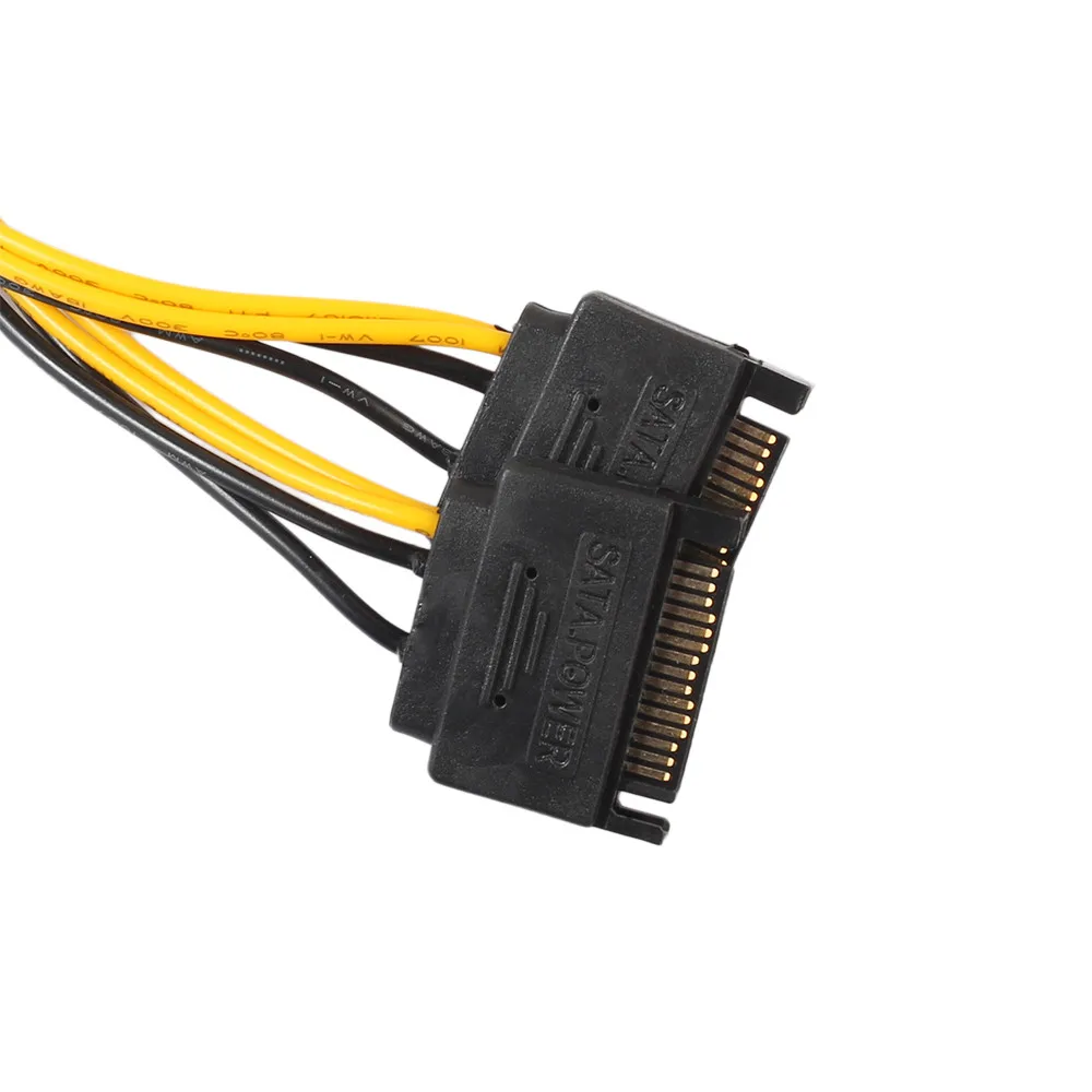 (США респон) 15Pin SATA Male к 8pin(6 + 2) PCI-E Видеокарта адаптер питания кабель Прямая