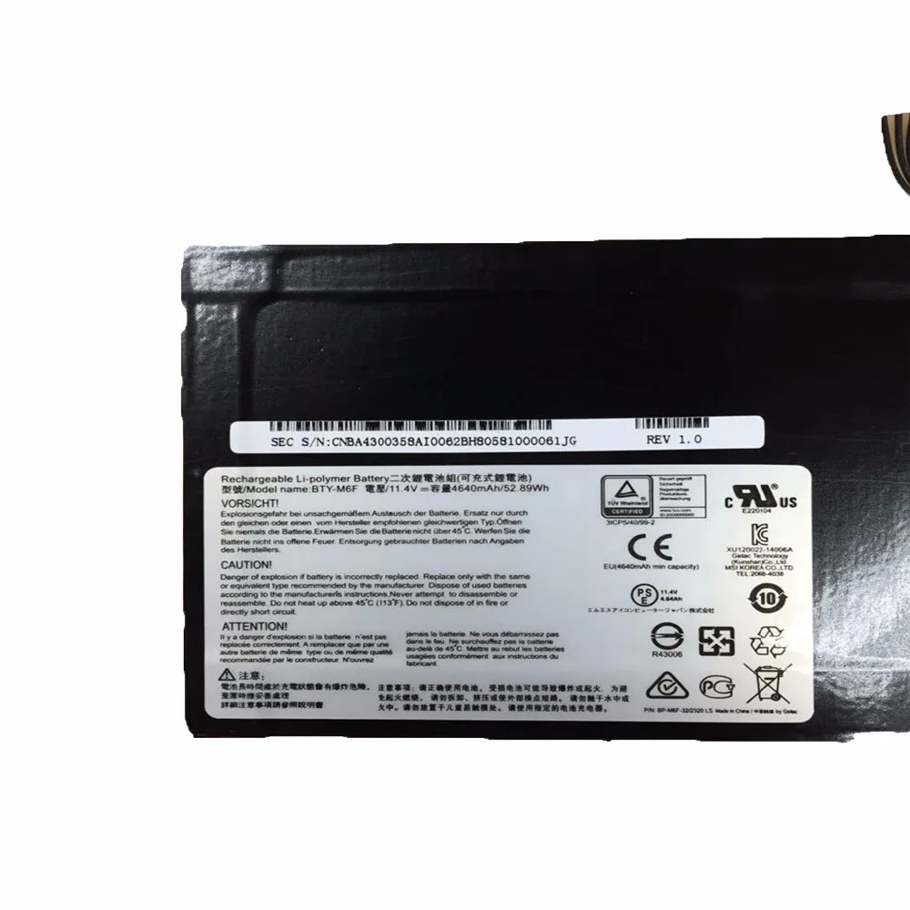 Аккумулятор 11 4 в 4640 Втч/BTY-M6F мА · ч для ноутбука MSI GS60 2PL 2QE 6QE 6QC MS-16H2 | Компьютеры и