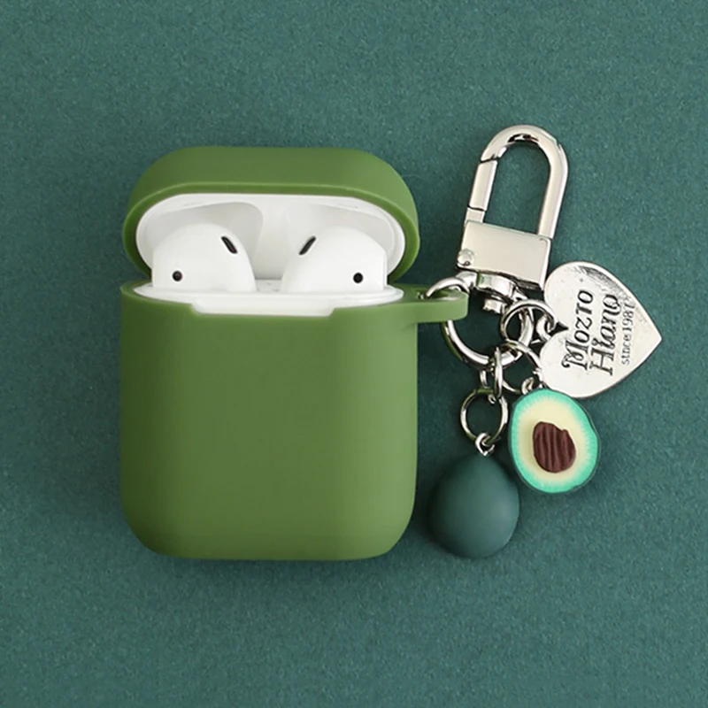 Декоративный силиконовый чехол с зеленым авокадо для наушников Apple Airpods