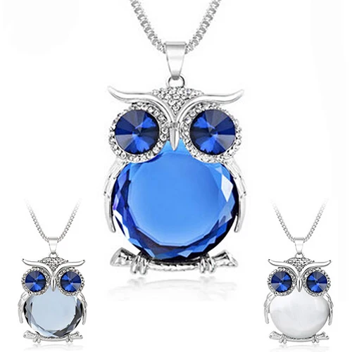 Bluelans женское ожерелье со стразами Сова Кристалл Подвеска животное длинный