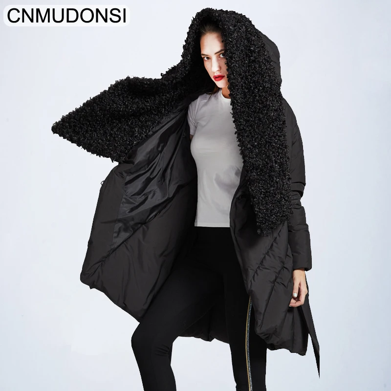 

DMLFZMY 2019 New Autumn Winter Full Sleeve Burr Collar Loose Keep Warm Asymmetrical Casual Down Jacket Women Fashion Tide