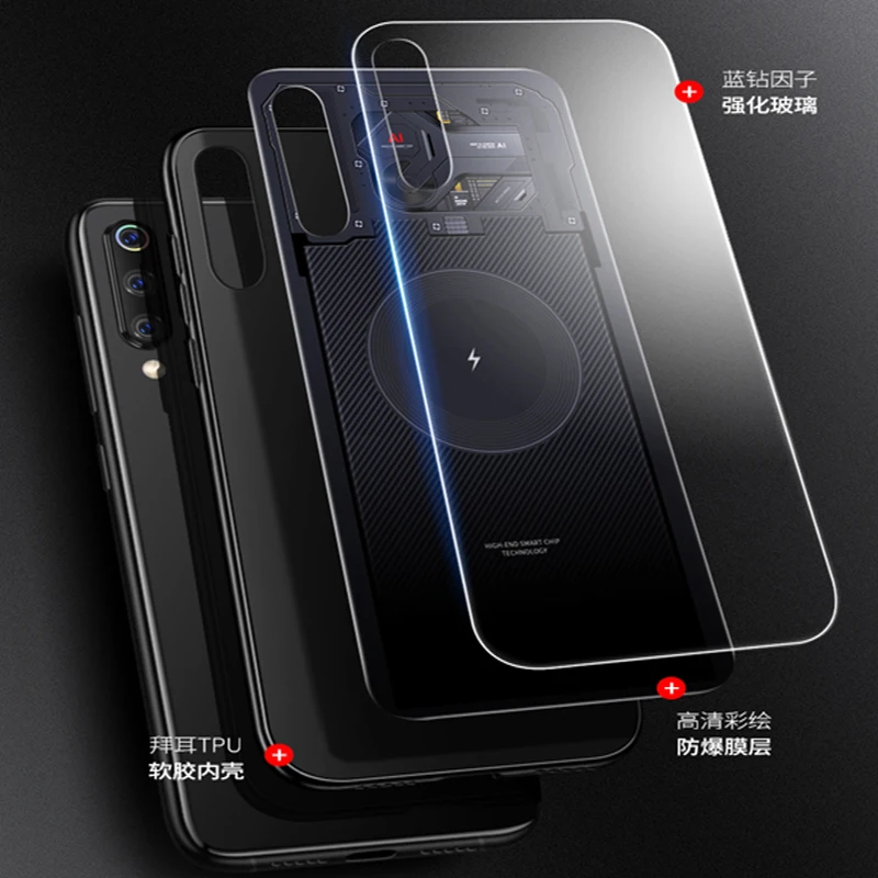 Чехол для Xiaomi Mi 9 SE закаленное стекло защита от падения задняя крышка mi9SE чехол с