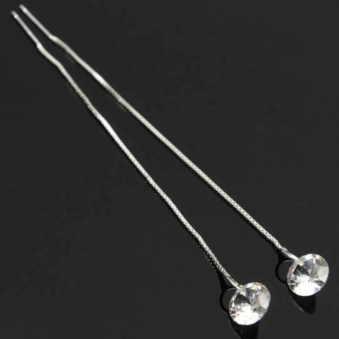 Женские посеребренные серьги-цепочки с кристаллами CZ модные ювелирные изделия