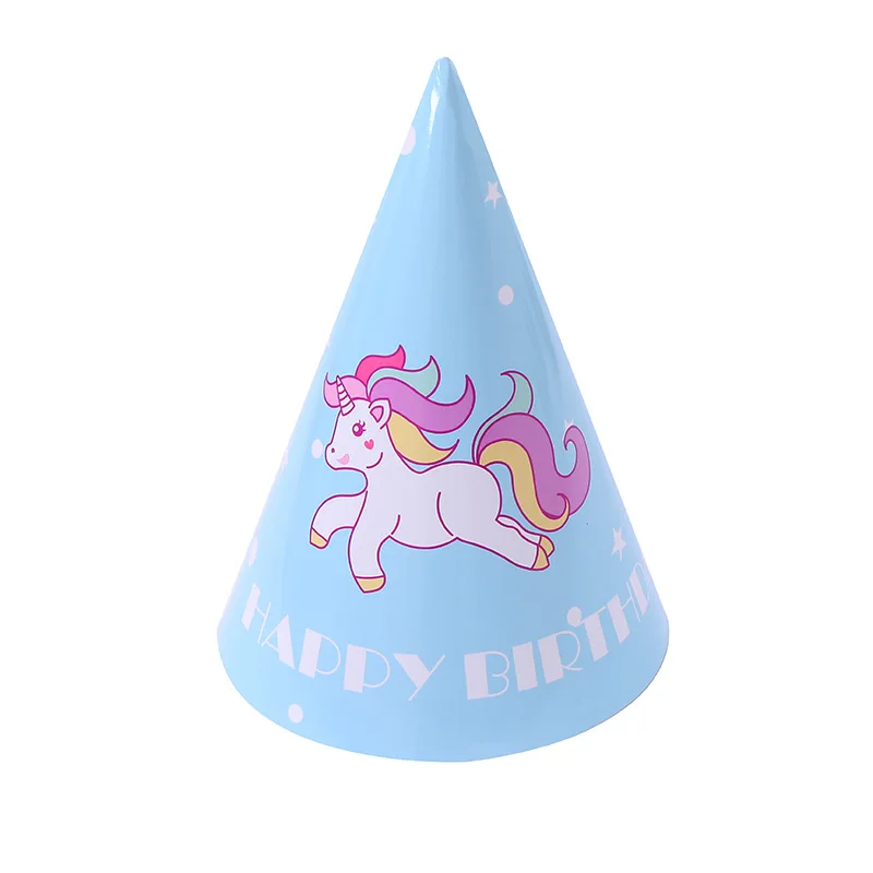 10 шт./лот праздничные бумажные шапки с единорогом для вечеринки фотографии