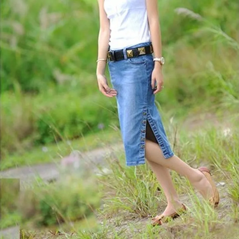 Бесплатная доставка новинка 2017 женская джинсовая облегающая юбка-карандаш