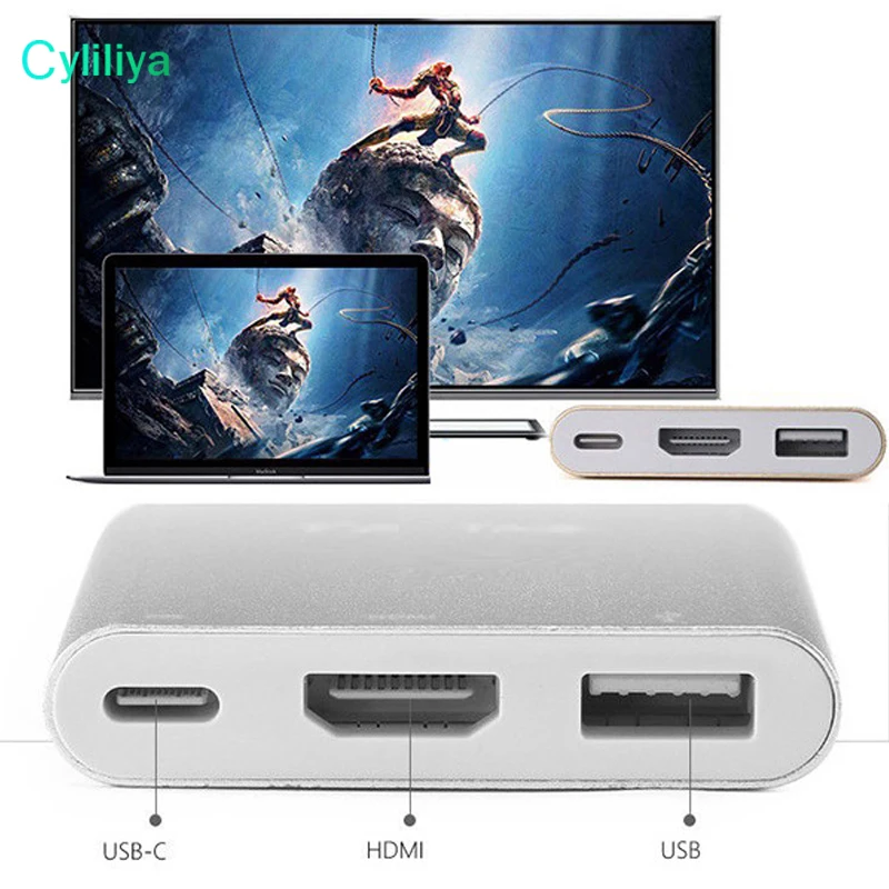 1 шт. USB 3 Type C к HDMI цифровой многопортовый адаптер 4K женский 2 порта 0 хаб и OTG