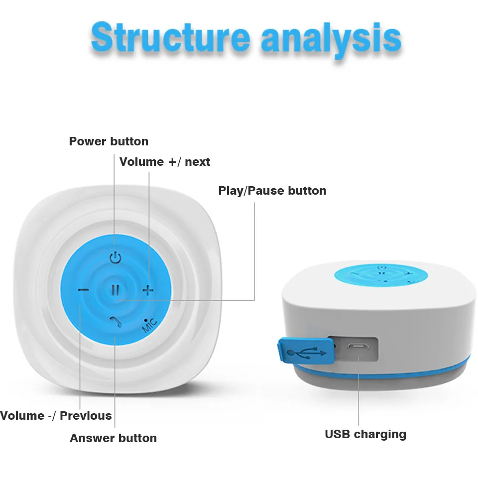 Часы с чашкой на присоске для ванной беспроводной мини Bluetooth динамик портативный