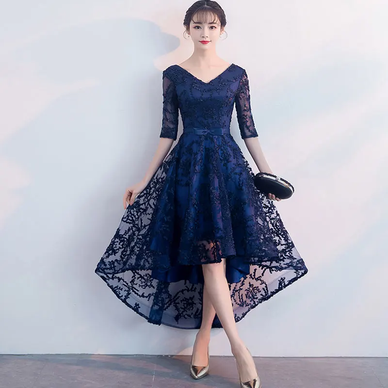 robe de soiree 2019 nouvelles High-end evening dress female V-neck simple party noble medium long | Свадьбы и торжества