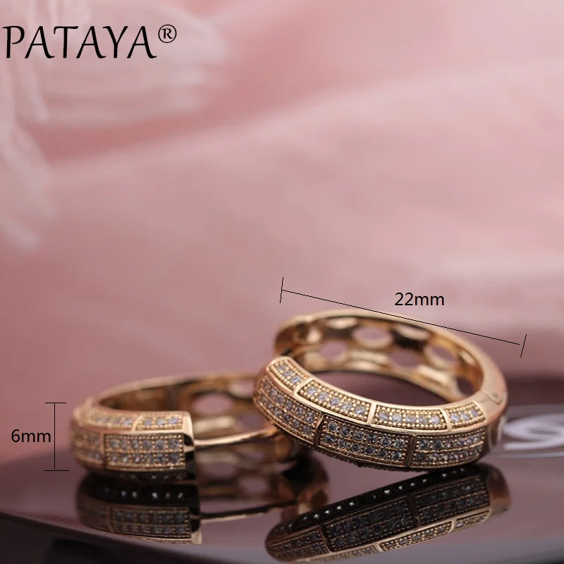 PATAYA, Новое поступление 585, розовое золото, микро-воск, инкрустация, натуральный циркон, висячие серьги, женские симметричные роскошные свадебные украшения