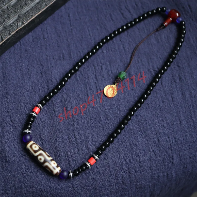 

Tibetan 100% genuine, natural agate chalcedony, six-eyed pearls, clavicle chain pendant, exquisite handicraft jewelry
