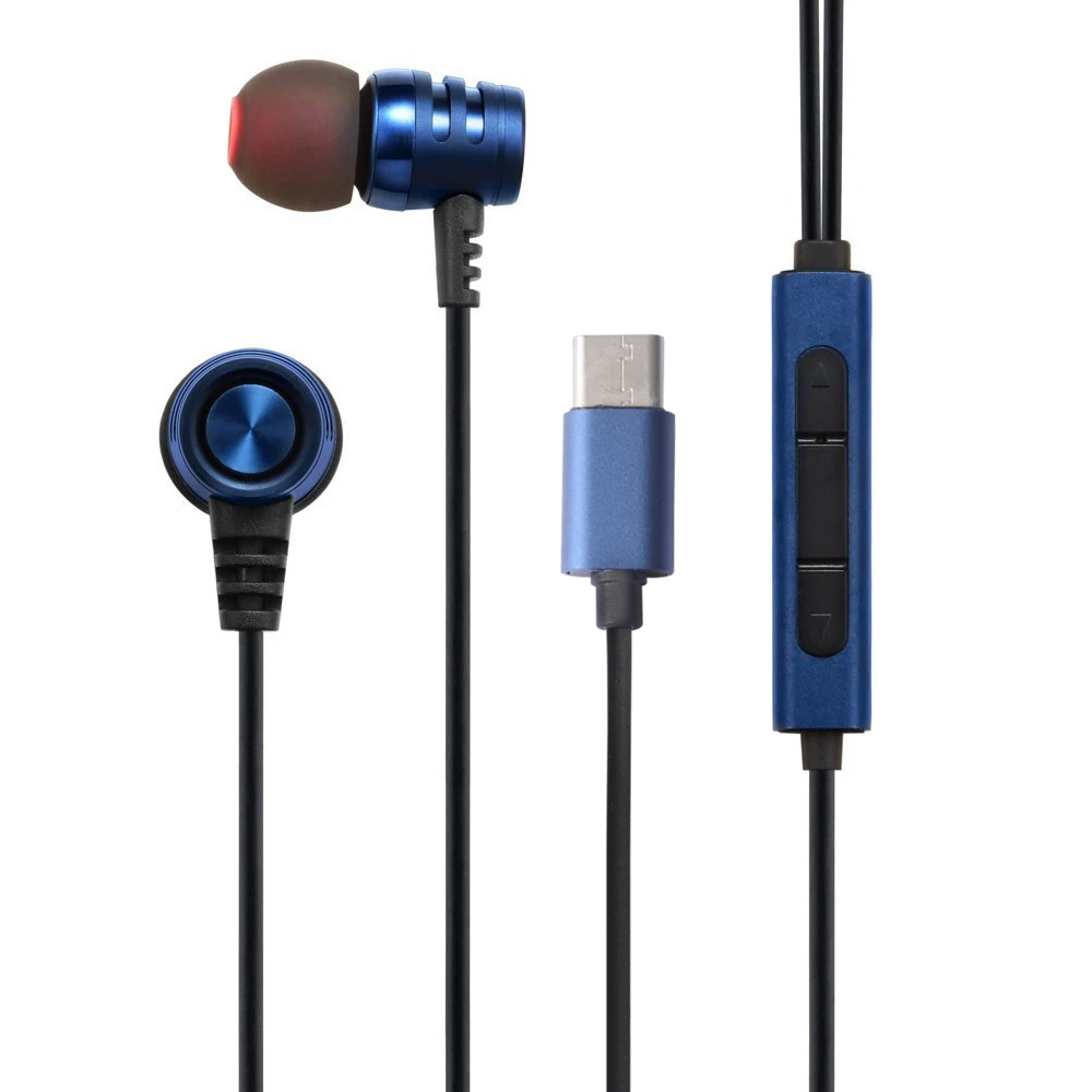 Наушники OKCSC с разъемом usb type-c с микрофоном, вставной переходник для наушников-вкладышей, кнопки управления, гарнитуры для samsung note 8 s8 xiaomi6 MIX2 letv - Цвет: blue