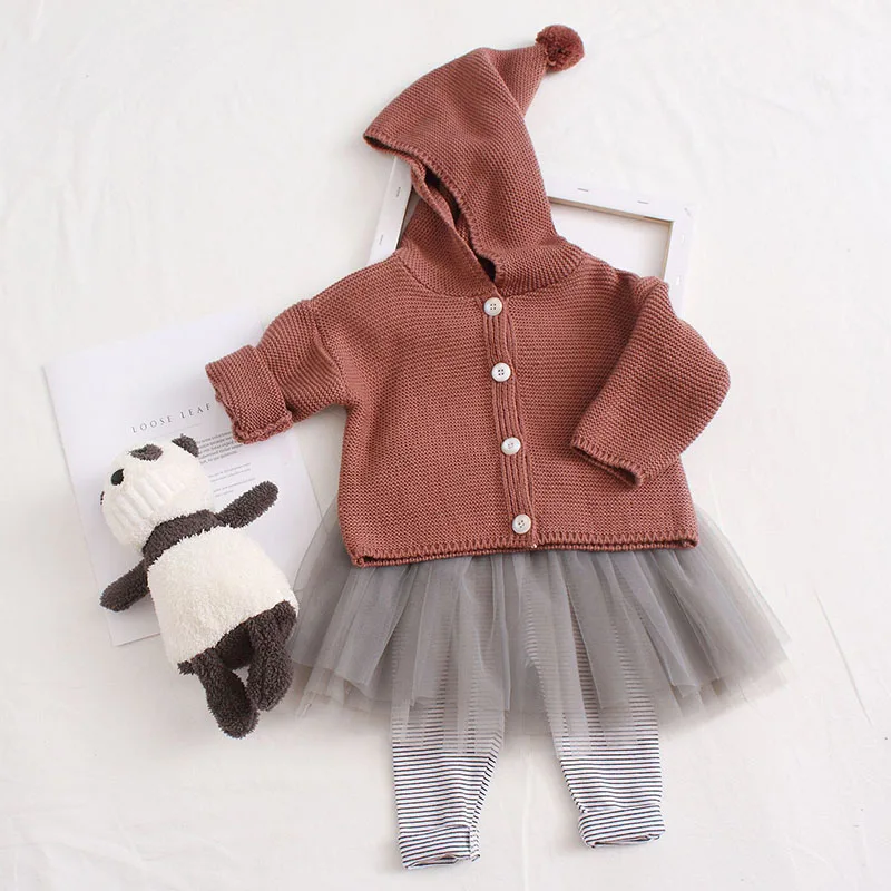 Весна-Осень 2019 кардиганы для маленьких девочек пальто с капюшоном Детский свитер