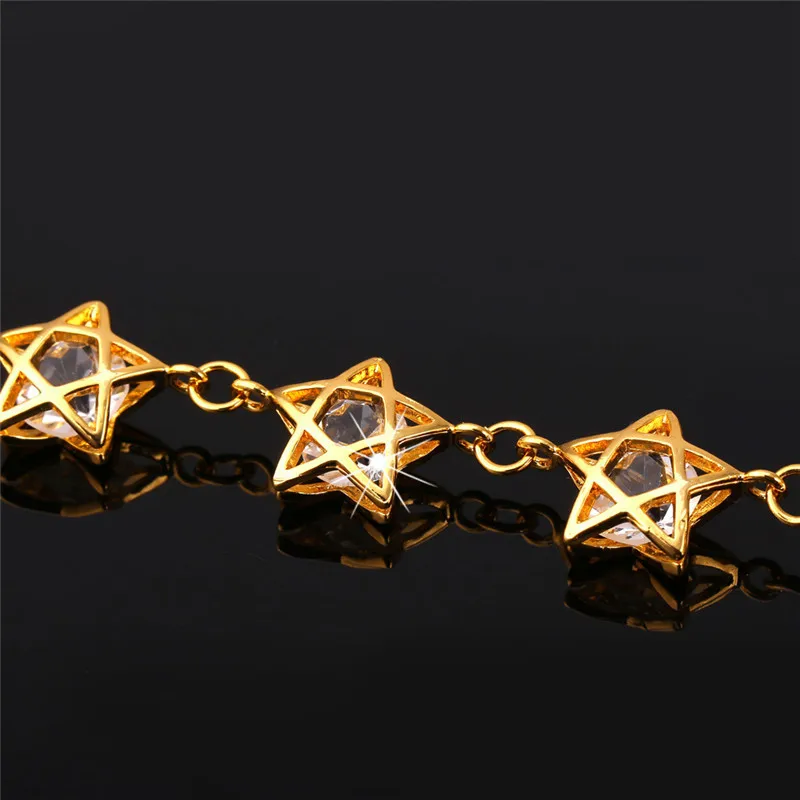 U7 Звезда браслеты для женщин ювелирные изделия позолоченные блестящий цирконий