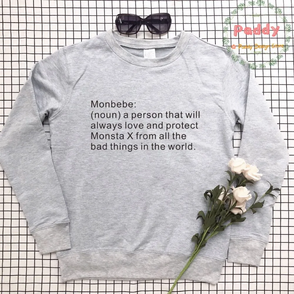 Monsta X джемпер KPOP Monbebe имя человека определение crewneck толстовки уличная пуловеры хип-хоп корейский стиль Топы рубашка