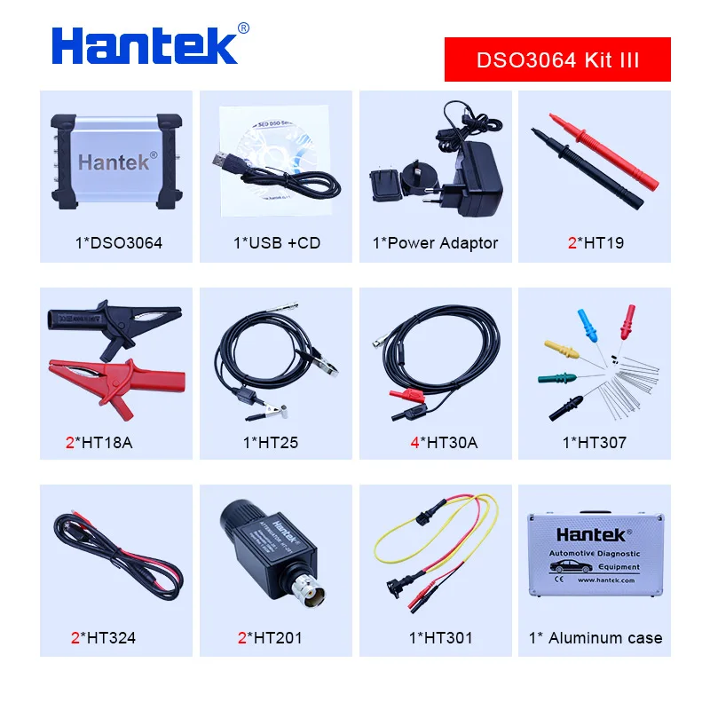 Hantek DSO3064 Kit III 4CH цифровой автомобильный осциллограф комплект для диагностики