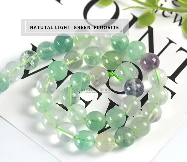 LIGHT GREEN 10 цветов, натуральные разноцветные флюоритовые бусины, 4, 6, 8, 10, 12 мм, размер на выбор, высококачественные бусины, ледяной флюорит, драгоценный камень для изготовления ювелирных изделий - Цвет: LIGHT GREEN