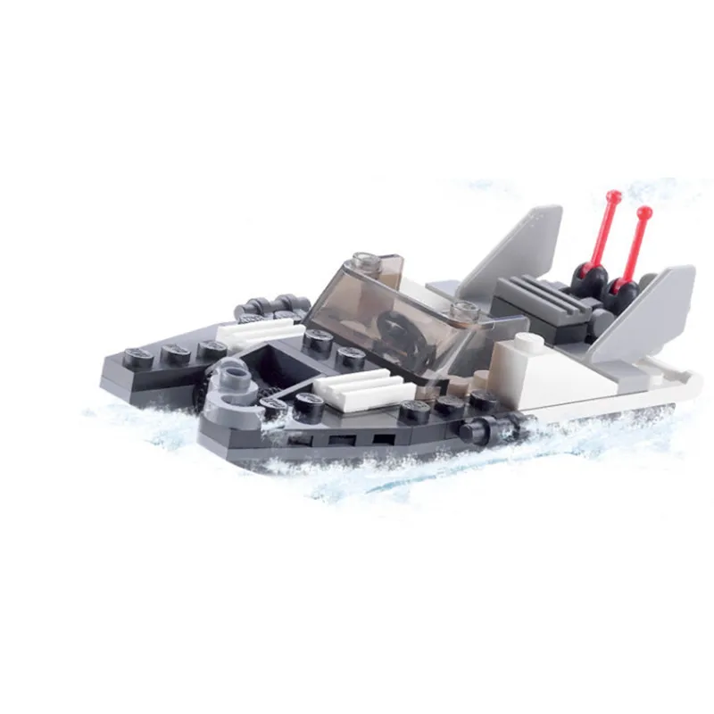 6726 полицейский участок строительные блоки Вертолет Лодка Модель Кирпичи