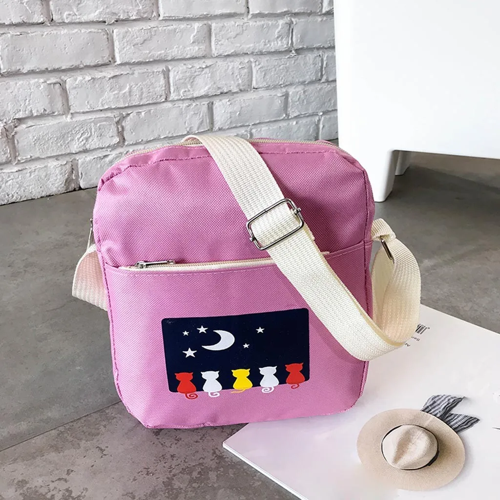 Moon cat Original Design Black Blue Print Sea Backpack WomenCasual Canvas School Bags For Teenager Girls C513 | Багаж и сумки