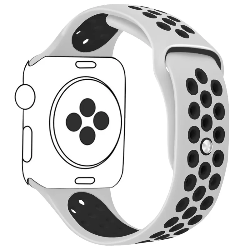 White Black Силиконовый ремешок для наручных часов Apple Watch, версии 40/44/42/38 мм для ремешок для часов аpple для наручных часов iwatch, ремешок Nike мл размерного ряда 1/2/3/4 - Цвет: White Black
