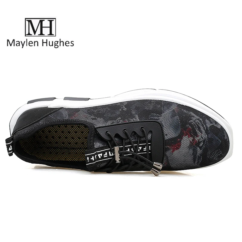 MH высокое качество 2017 Мужская обувь Для мужчин граффити Повседневная Обувь