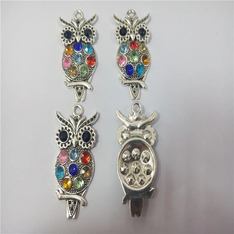 Ожерелье с подвеской в виде совы серебристого цвета 45 х24 мм 8 шт./лот стразы 08438 |