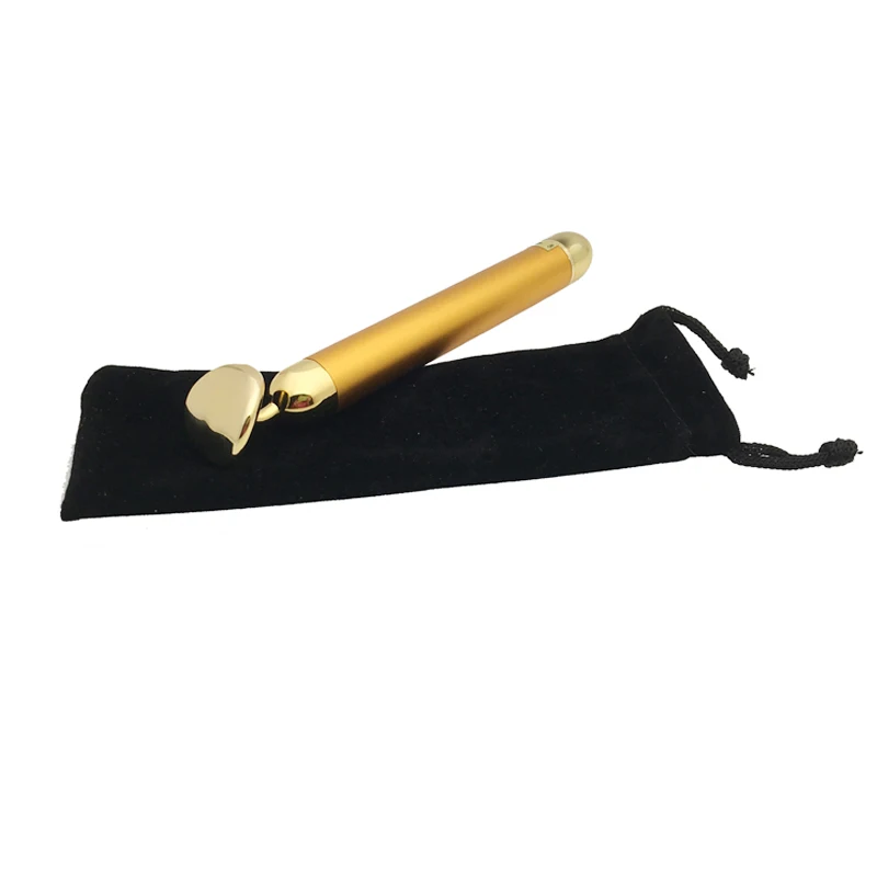 

Portable High Frequency Vibrating 24K Face Lift Beauty Bar Facial Massage Roller Golden Plated