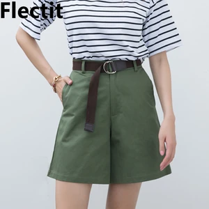 Шорты-бермуды Flectit женские, Свободные повседневные шикарные бермуды с эластичным поясом, с широкими штанинами, размеры s-xxl, лето