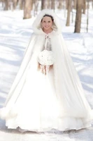 winter wedding accressories white wedding cloaks hooded bridal cape with train faux fur bridal wraps bridal cape