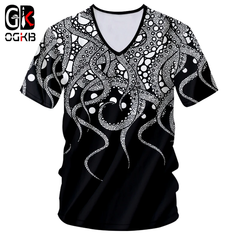 OGKB хип хоп панк Сексуальная футболка с v образным вырезом для женщин/мужчин