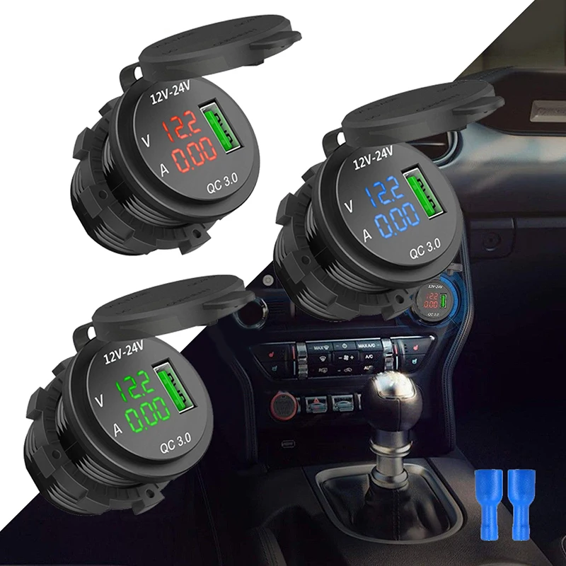 Универсальный черный автомобильный прикуриватель Зарядное устройство QC 3,0 USB 5 V/3A разъем зарядки адаптер Вольтметр и амперметр для мобильного телефона