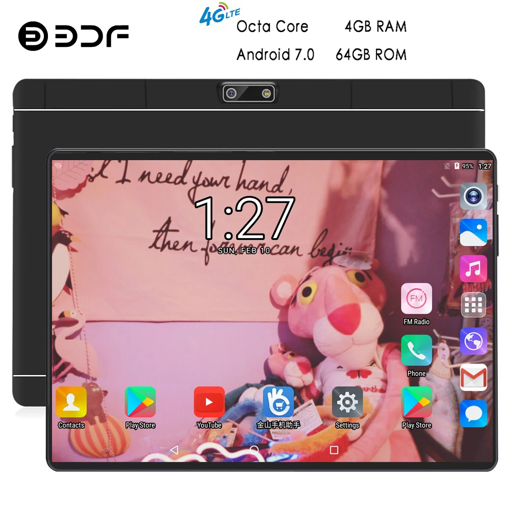 Русский склад корабль BDF 10 дюймов Android 7,0 планшетный ПК 4 ГБ ОЗУ+ 64 Гб ПЗУ Мобильный Телефон Вызов Восьмиядерный WiFi FM ips 4G планшеты ПК