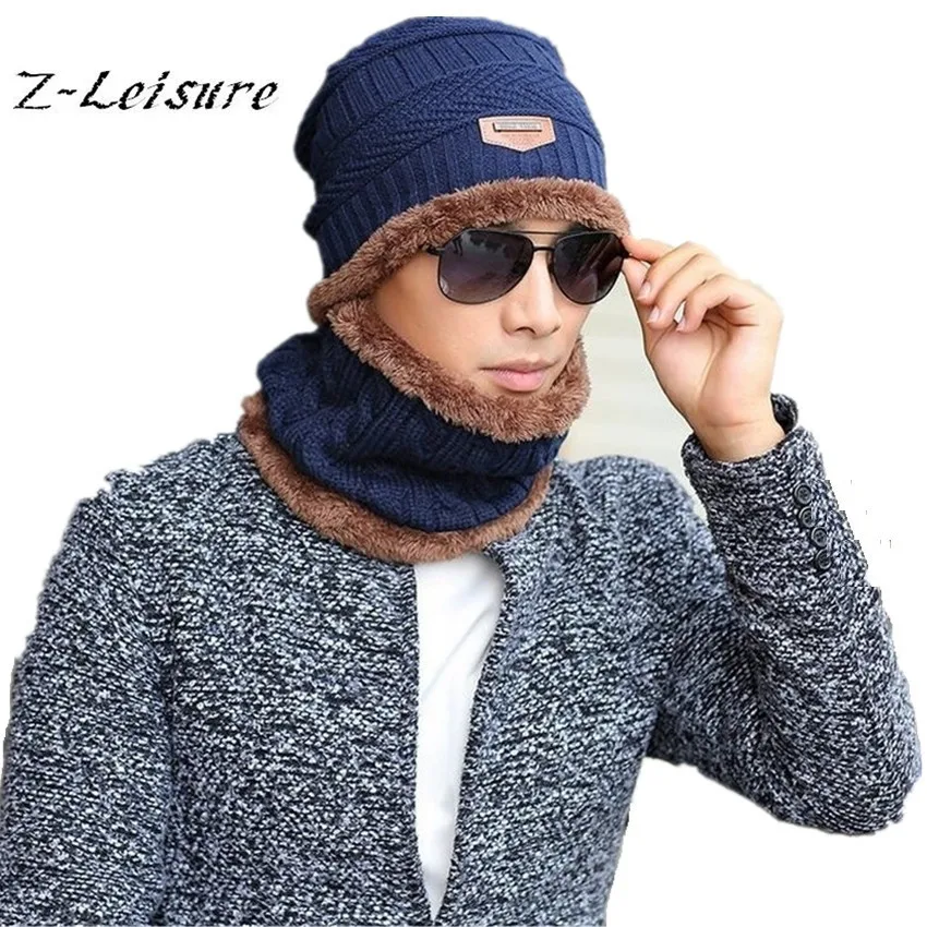 Мужские шапки-бини Skullies Зимняя Шапка-бини теплая Балаклава вязаная шапка и шарф