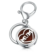 charm high quality love mum perfume keychain stainless steel essential oil diffuser perfume aromatherapy locket keychain jewelry