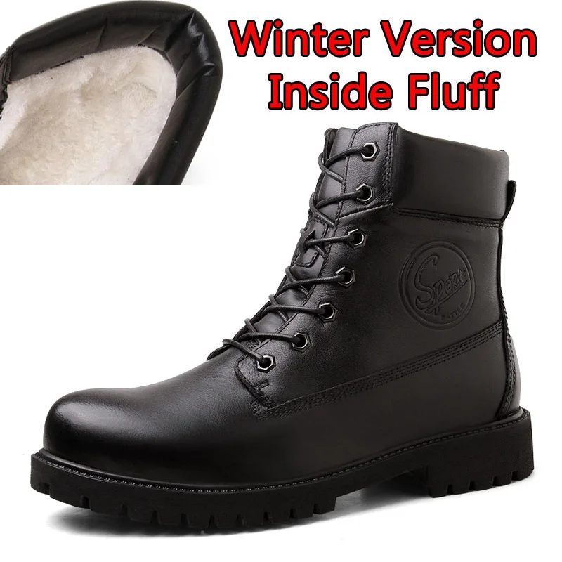 Winter Black SURGUT Vancat/мужские ботинки из высококачественной натуральной кожи; сезон осень-зима; водонепроницаемые ботильоны; мужские зимние ботинки для верховой езды - Цвет: Winter Black