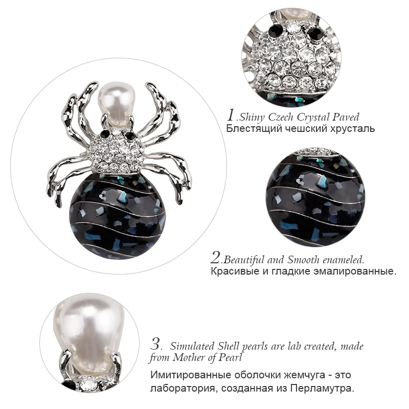 Женские вечерние Броши пауки ALLYES элегантные эмалированные с натуральным