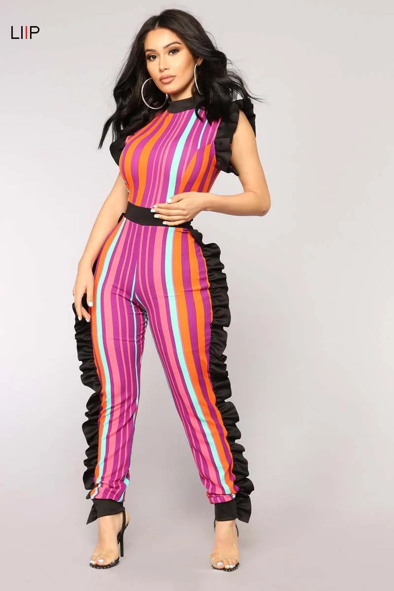 Женский комбинезон в полоску boho Облегающий большого размера уличная 1464 лето 2019 |