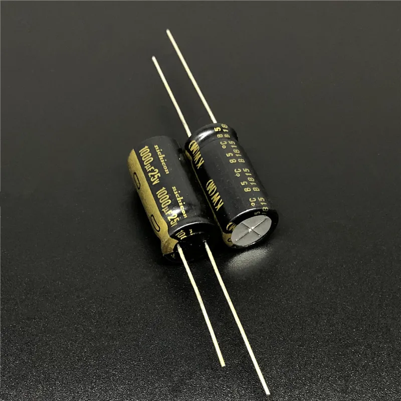 5 шт. 1000 мкФ, алюминиевая крышка, 25В NICHICON КВТ серии 10x20 мм 25V1000uF Hi-Fi аудио конденсатор с алюминиевой крышкой