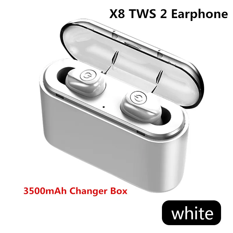 X8 TWS White X8 TWS настоящие беспроводные наушники 5D стерео Bluetooth наушники мини TWS водонепроницаемые наушники с зарядным устройством 2200 мАч Внешний аккумулятор - Цвет: X8 TWS White
