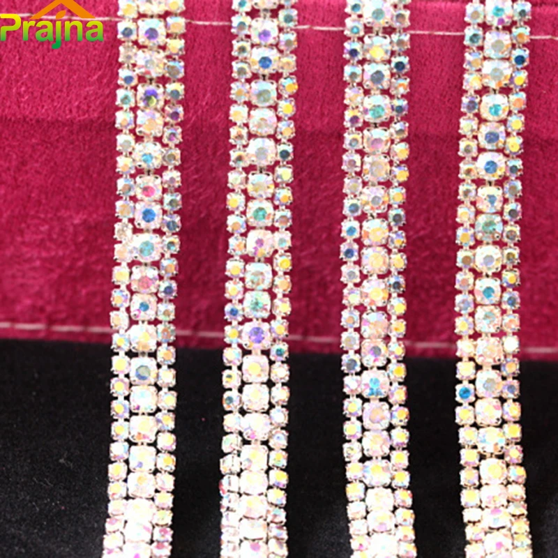 Prajna SS8 + SS16 3 ряда 5 ярдов DIY Кристалл Стразы Лента цепочка аппликатор стекло