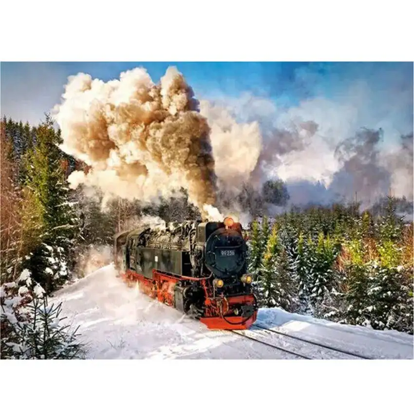 train Painting Diy живопись по номерам, картины по номерам, Настенная картина, поезд Цифровая живопись маслом - Цвет: train Painting