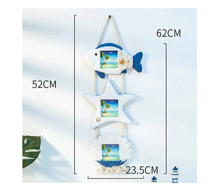 Mediterranean Photo Wall Decoration Photo Frames Ocean Home Decor Wooden Family Hanging Ornament
