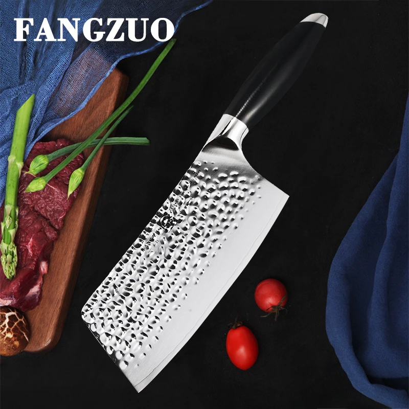 FANGZUO 7 дюймов 440C кухонный рубящий нож из нержавеющей стали Острый кухонный нож Профессиональный Кливер китайский кухонный нож повара