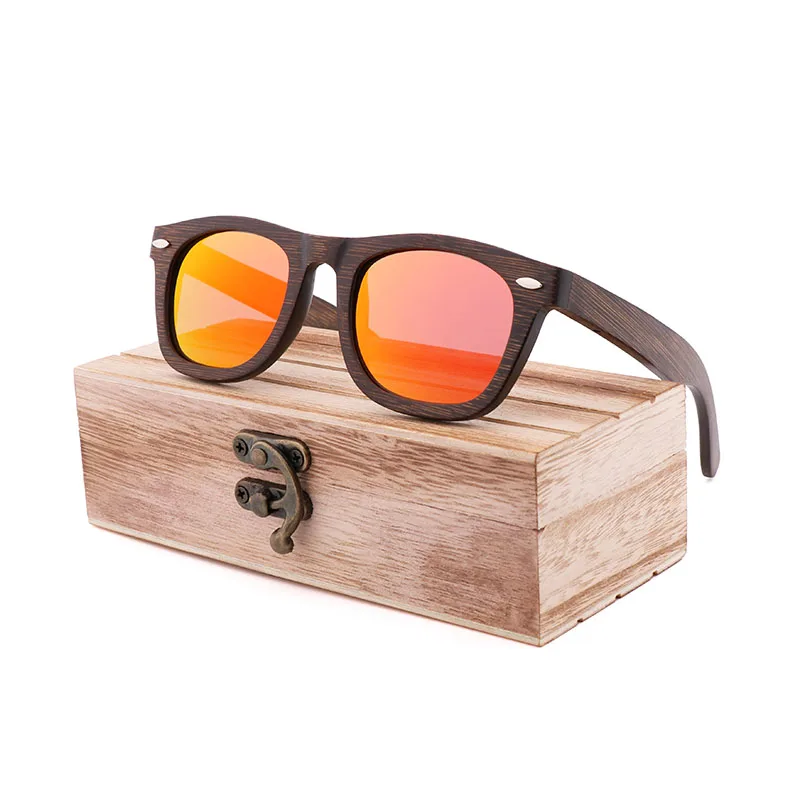 RedWood Box Модные мужские и женские солнцезащитные очки чистого бамбука ручной работы, дерева, бамбука, рисовых ногтей очки поляризационные glassesdrivingsungla - Цвет линз: RedWood Box